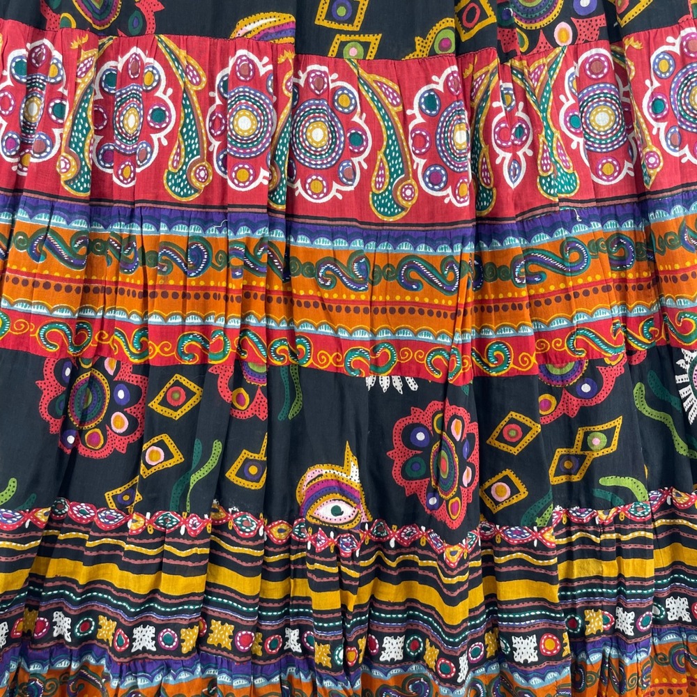 Westbound Petites Womens Cotton Tiered Paisley Boho Maxi Skirt Multi Color OS - Picture 2 of 7